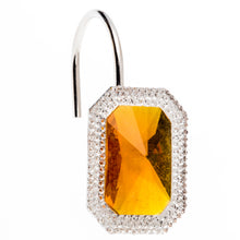 "Tiffany" Bejeweld Resin Shower Curtain Hooks in Amber