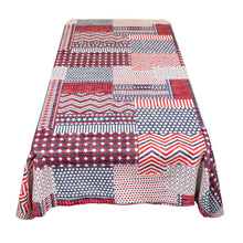 "Patriotic Patchwork" PEVA Flannel Backed Tablecloth